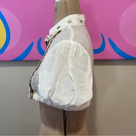 Supord Manage White Gold Beaded Bolero Cropped Jacket - Picture 10 of 13